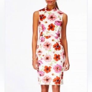 Brooks Brothers Floral Sleeveless Mock Neck Sheath Dress, size 10